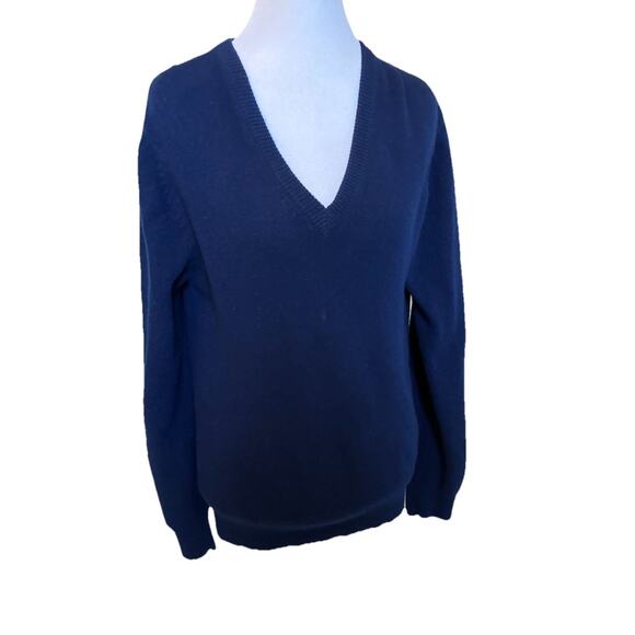 VTG Bloomingdale's 100% Cashmere V-Neck Sweater Golfing Sporty Blue Hong Kong S - Picture 10 of 11